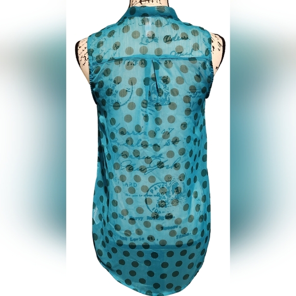 Xhilaration Sheer Teal Blouse - Picture 4 of 9